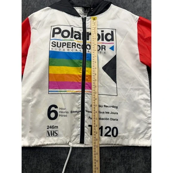 Polaroid Windbreaker Jacket Men Medium Multicolor Supercolor Hooded Drawcord Hem - Picture 9 of 16